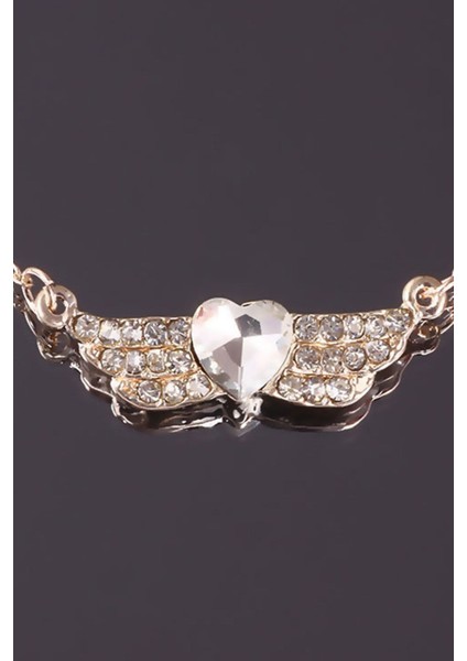 Zirkon Taşlı Kalp Kanat Kolye modelleri