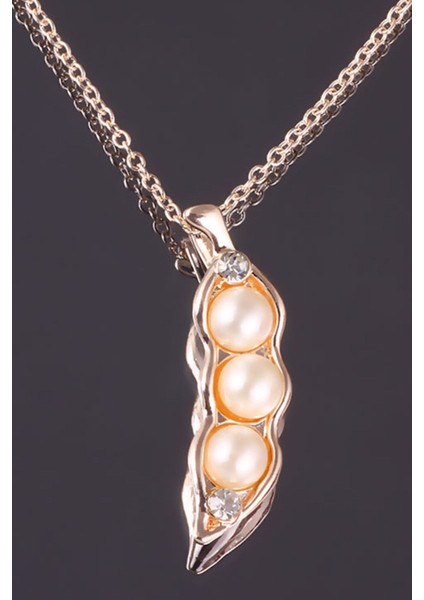 Inci Bezelye Kabuğu Görünümlü Altın Renkli Kolye modelleri