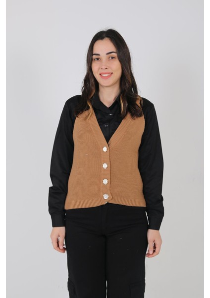 1551 Düğmeli Omuz Açık Süveter