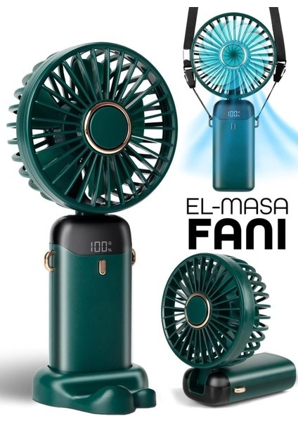 Dijital Ekranlı Şarjlı Mini El Boyun Masa Fanı Seyahat Taşınabilir Vantilatör Fan Yüksek Şarj Fan