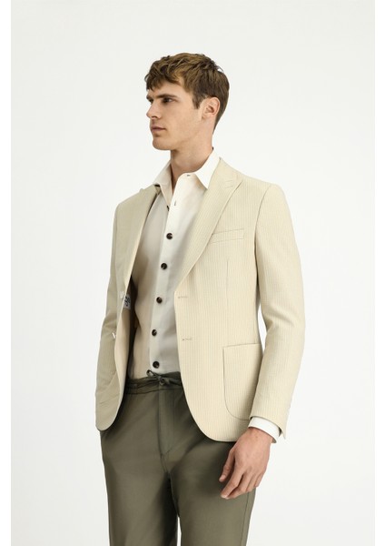 Super Slim Fit Ekstra Dar Kesim Çizgili Likralı Spor Ceket modelleri