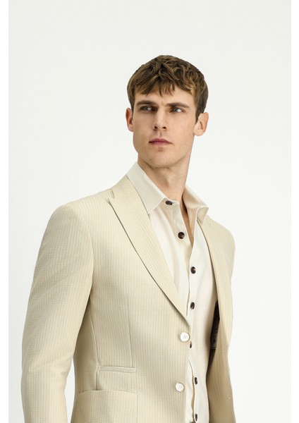 Super Slim Fit Ekstra Dar Kesim Çizgili Likralı Spor Ceket fırsatları