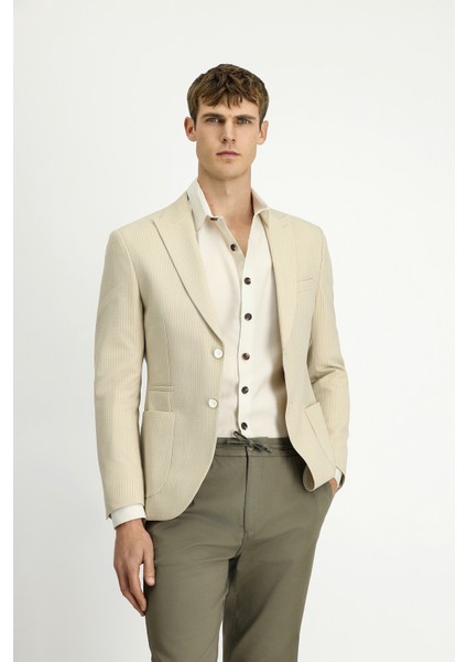 Super Slim Fit Ekstra Dar Kesim Çizgili Likralı Spor Ceket indirimleri