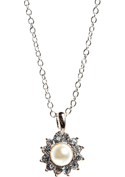 Zirkon ve Inci Çiçek Taşlı kolye