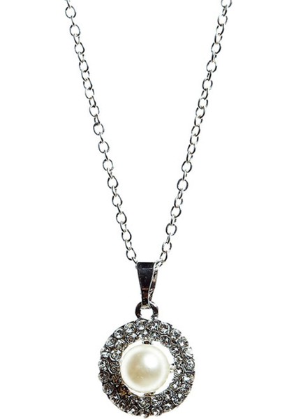 Zirkon ve Inci Çiçek Taşlı Kolye