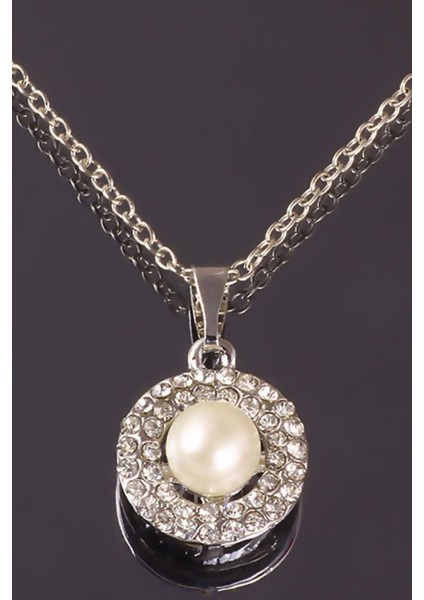 Zirkon ve Inci Çiçek Taşlı Kolye modelleri