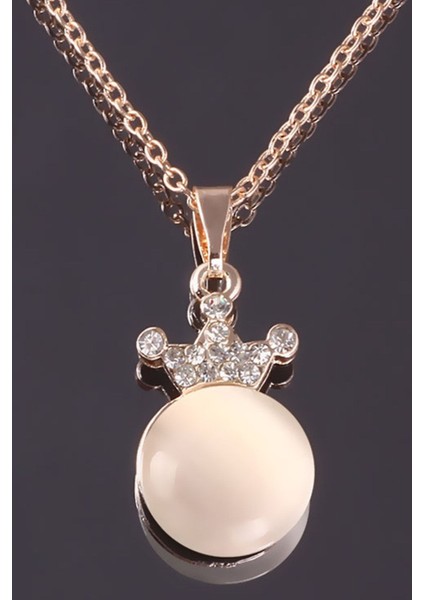 Zirkon Taşlı Taç Figür Kolye modelleri