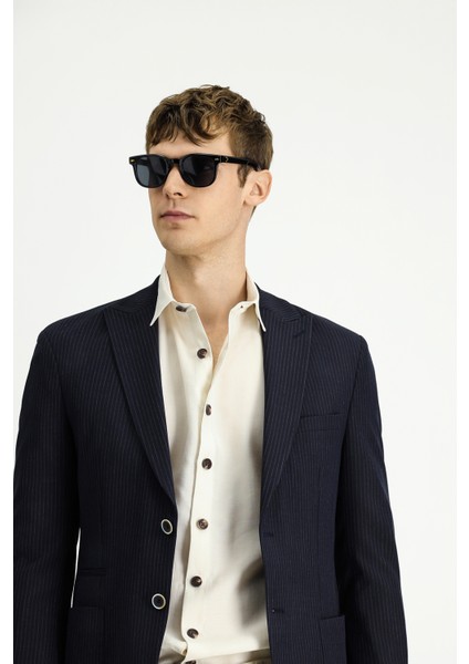 Super Slim Fit Ekstra Dar Kesim Çizgili Likralı Spor Ceket