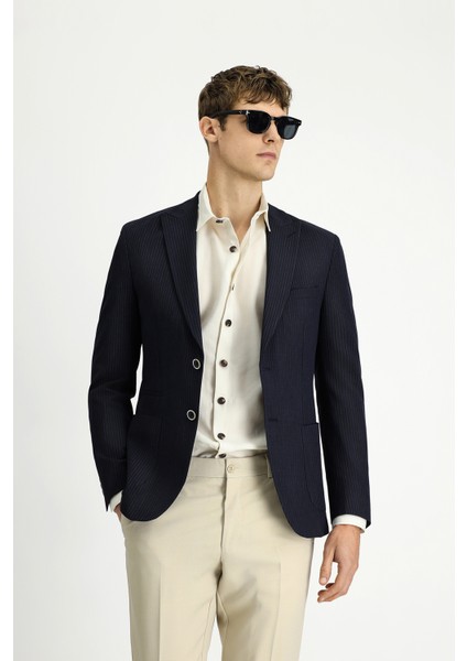 Super Slim Fit Ekstra Dar Kesim Çizgili Likralı Spor Ceket modelleri