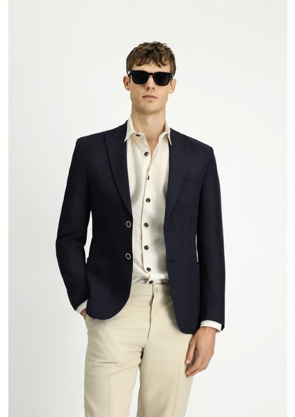 Super Slim Fit Ekstra Dar Kesim Çizgili Likralı Spor Ceket fırsatları