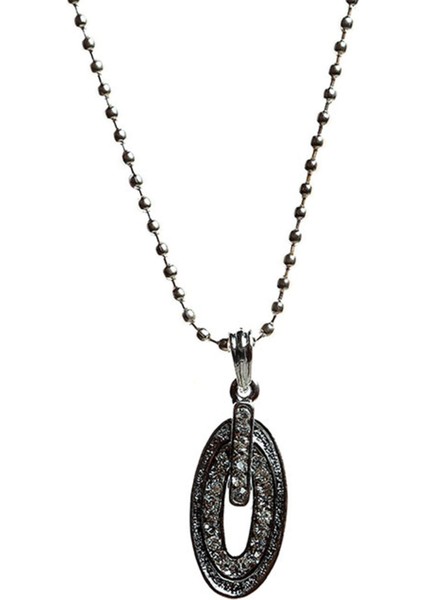 Zirkon Taşlı Oval Kolye