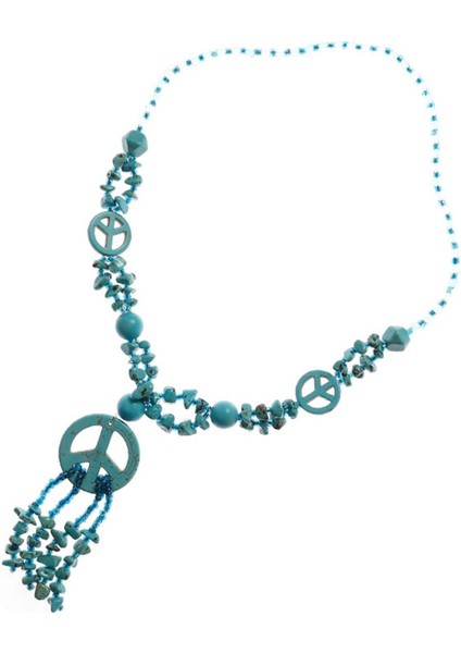 Turkuaz Taşlı Barış Sembollü Kolye