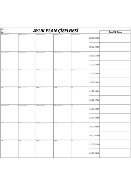 Buffer® Aylık Planlayıcı Manyetik Duvar Stickerı Takvim Plan Çizelgesi