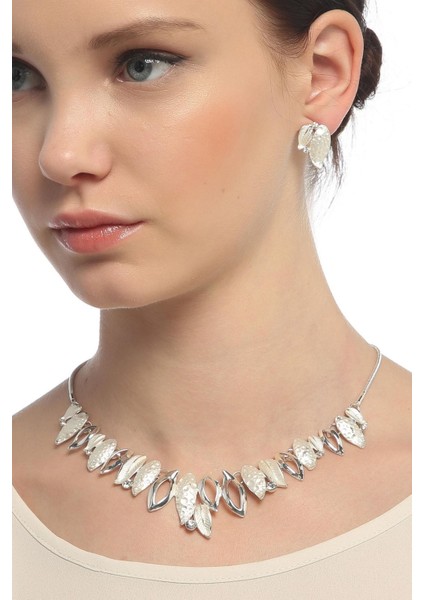 Yaprak Motif Gerdan Kolye Küpe Set fiyatları