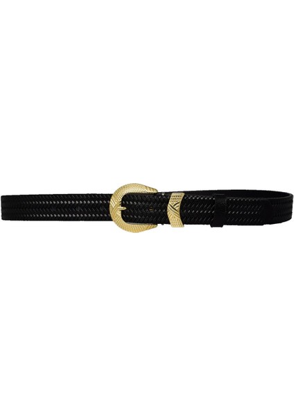 %100 Hakiki Deri Gold Tokalı Örgü Desenli Siyah Ince Kadın Kemeri, 3cm=3cm-Kdn-27 indirimleri