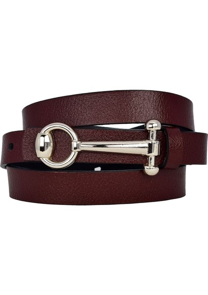 %100 Hakiki Deri, Gümüş Tokalı Ince 2 cm Bordo Kadın Kemeri; Elbise Kemeri, Pantolon Kemeri_anhtr