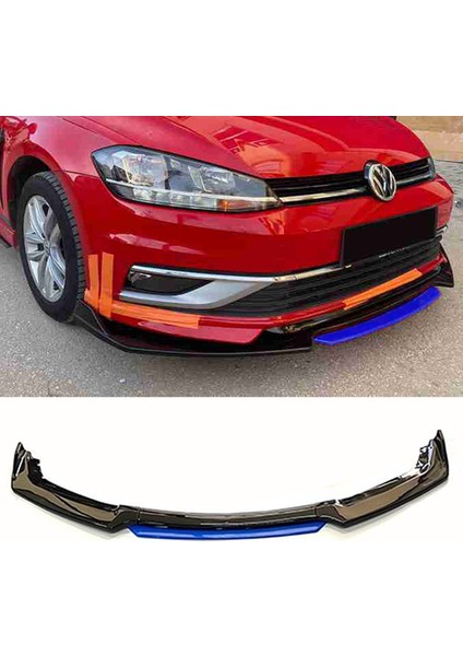 Seat Leon 2005-2012 Mavi Şeritli Renkli Ön Ek Ön Lip Piona Black 4 Prç