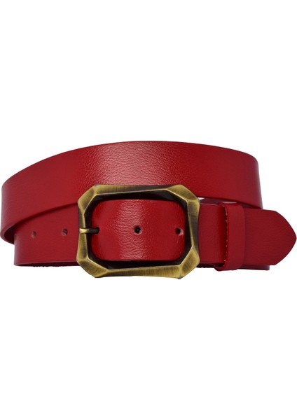 %100 Hakiki Deri, Efsane Gold Fırçalı Tokalı, Kırmızı Kadın Kot Kemeri 4 Cm=08-Goldfırçalı fırsatları