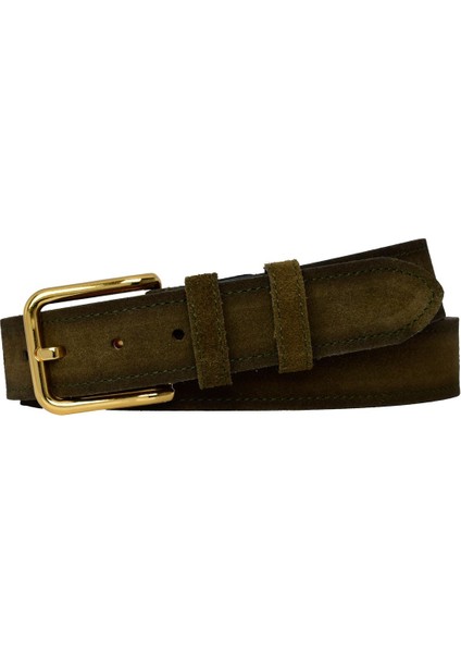 %100 Hakiki Deri, Gold Tokalı 4 cm Süet Askeri Yeşil Kadın Kemeri; Kot, Spor Kemer=süet.76.ask.yeşil indirimleri