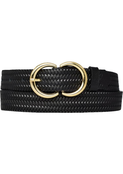 %100 Hakiki Deri Gold cc Tokalı Örgü Desenli Siyah Ince Kadın Kemeri, 3cm=3cm-Kdn-37 fırsatları