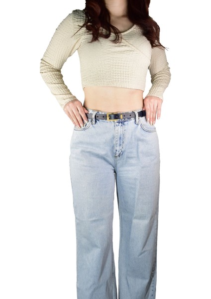 %100 Hakiki Deri Gold Renk Takım Köprülü Lacivert Kadın Kemeri 2cm Bütün Kıyafetlere Uyar_byk-Gold modelleri