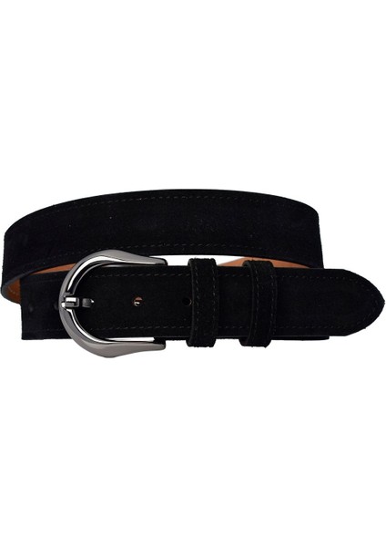 %100 Hakiki Deri, Nikel Renk Tokalı 4 cm Süet Siyah Kadın Kemeri; Kot, Spor Kemer=süet.70.nik.siyah indirimleri