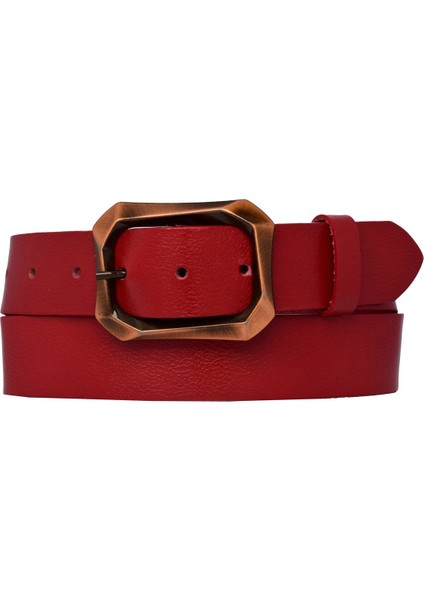 %100 Hakiki Deri, Efsane Bakır Rengi Tokalı, Kırmızı Kadın Kot Kemeri 4 Cm=08-Bakır modelleri