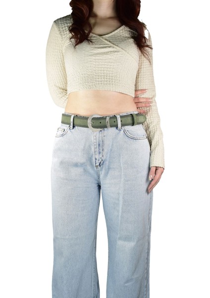 %100 Hakiki Deri, Gümüş Tokalı 4 cm Süet Açık Yeşil Kadın Kemeri; Kot, Spor Kemer=süet.63.açık.yeşil fiyatları