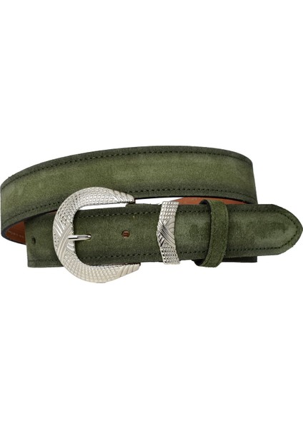 %100 Hakiki Deri, Gümüş Tokalı 4 cm Süet Açık Yeşil Kadın Kemeri; Kot, Spor Kemer=süet.63.açık.yeşil fırsatları
