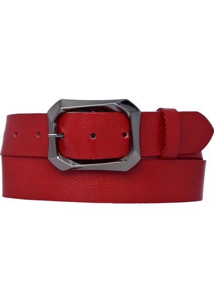 %100 Hakiki Deri, Mat Gümüş Tokalı Kırmızı Kadın Kot, Spor Kemer 4 Cm=an-Byn-07 modelleri