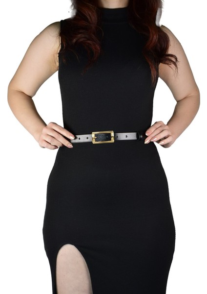 %100 Hakiki Deri 2'li Set Gold Renk Tokalı 2 cm Kadın Kemeri Siyah, Koyu Kahve Herşeye Uyar _y.dik fırsatları