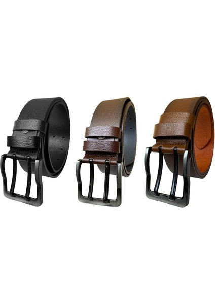 %100 Hakiki Deri, Çift Dilli 3'lü Set 4.5 cm Kot Kemeri Siyah, Koyu Kahverengi, Tosado=3.lü-Çift.dl modelleri