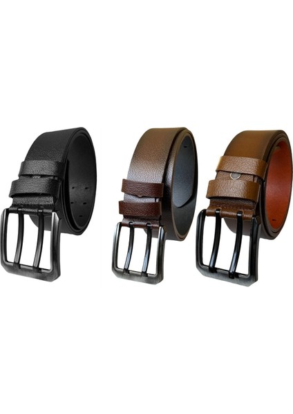 %100 Hakiki Deri, Çift Dilli 3'lü Set 4.5 cm Kot Kemeri Siyah, Koyu Kahverengi, Tosado=3.lü-Çift.dl indirimleri