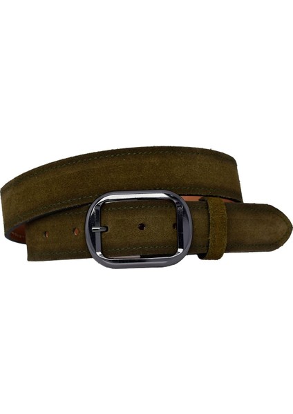 %100 Hakiki Deri, Nikel Tokalı 4 cm Süet Askeri Yeşil Kadın Kemeri; Kot, Spor Kemer=süet.23.ask.yeşl fırsatları
