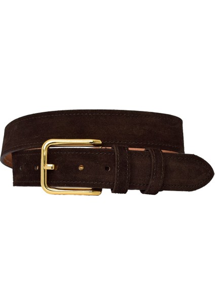 %100 Hakiki Deri, Gold Tokalı 4 cm Süet Koyu Kahverengi Kadın Kemeri; Kot, Spor Kemer=süet.76.koka fırsatları