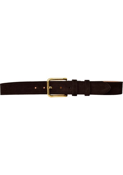 %100 Hakiki Deri, Gold Tokalı 4 cm Süet Koyu Kahverengi Kadın Kemeri; Kot, Spor Kemer=süet.76.koka