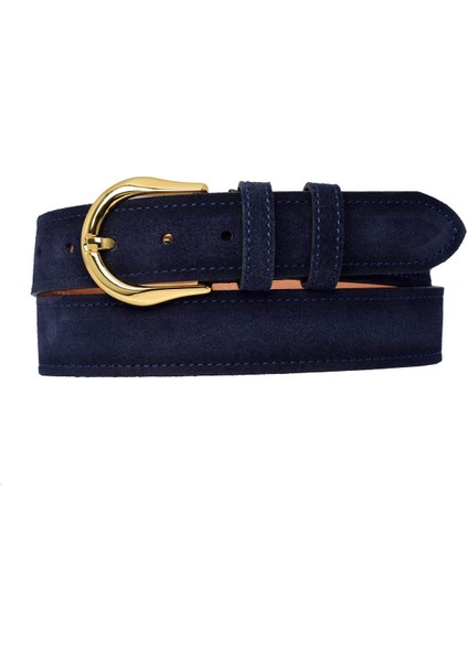%100 Hakiki Deri, Gold Renk Tokalı 4 cm Süet Lacivert Kadın Kemeri; Kot, Spor Kemer=süet.70.lacivert