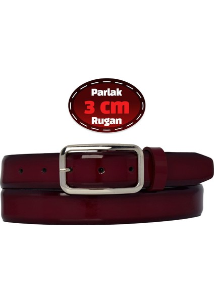 %100 Hakiki Deri, 3 cm Bordo Rugan Klasik Kadın Kemeri, Business, Iş Kadını, Kumaş, Takım KEMERI-R50
