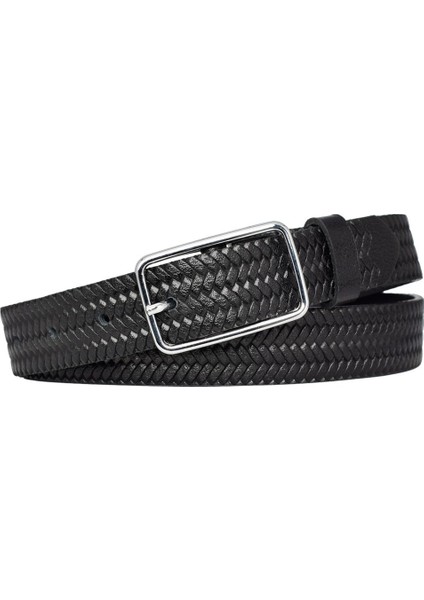 %100 Hakiki Deri Gümüş Tokalı Örgü Desenli Siyah Ince Kadın Kemeri, 3cm=an-Byn-40 indirimleri