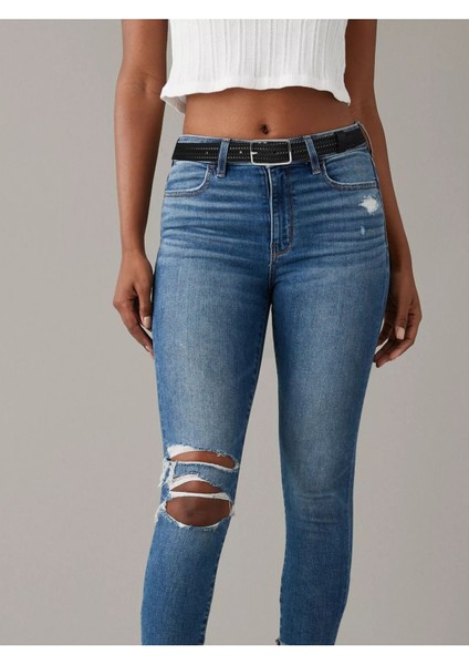 %100 Hakiki Deri Gümüş Tokalı Örgü Desenli Siyah Ince Kadın Kemeri, 3cm=an-Byn-40