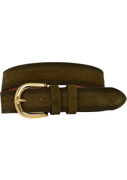 %100 Hakiki Deri, Gold Tokalı 4 cm Süet Askeri Yeşil Kadın Kemeri; Kot, Spor Kemer=süet.26.ask.yeşil fırsatları