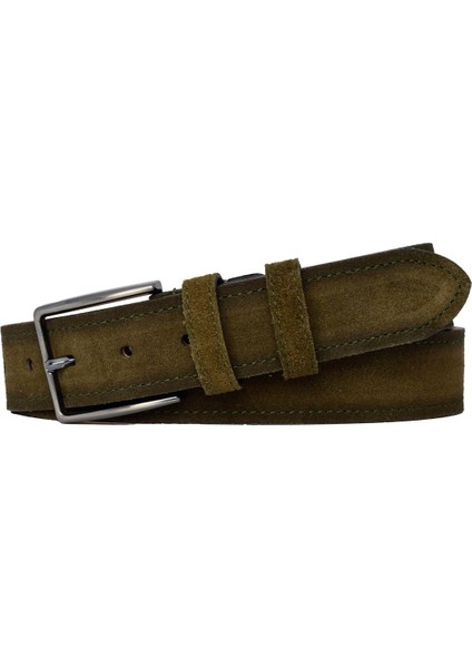 %100 Hakiki Deri 4 cm Askeri Yeşil Süet Kemer Kot, Kanvas Uyumlu Sü.ask.yeşil