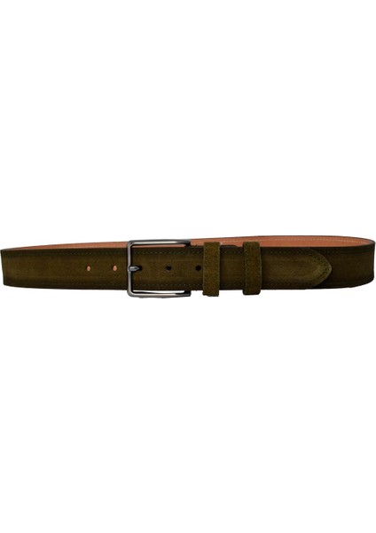 %100 Hakiki Deri 4 cm Askeri Yeşil Süet Kemer Kot, Kanvas Uyumlu Sü.ask.yeşil