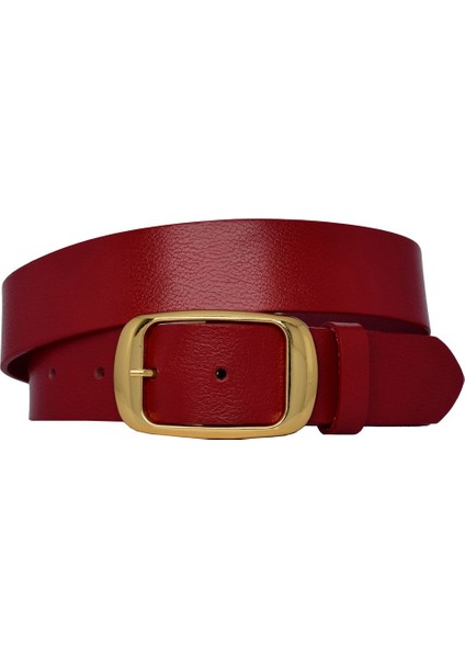 %100 Hakiki Deri, Gold Tokalı Kırmızı Kadın Kot, Spor Kemer 4 Cm=an-Byn-25 fırsatları