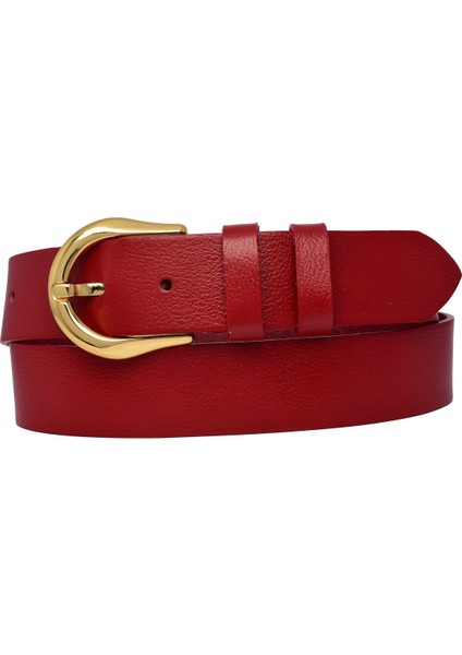 %100 Hakiki Deri, Gold Tokalı Kırmızı Kadın Kot Kemeri 4 Cm=an-Byn-70 indirimleri