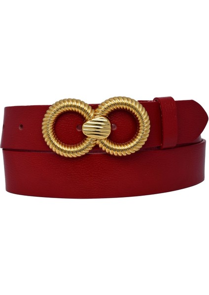 %100 Hakiki Deri, Gold Tokalı 4 cm Kırmızı Kadın Kemeri; Kot, Spor Kemer=an-Byn-78.gold.snsz.yeni fırsatları
