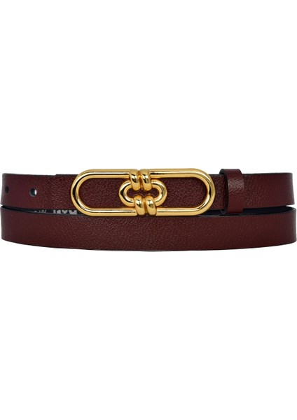 %100 Hakiki Deri, Gold Renk Tokalı Ince 2 cm Bordo Kadın Elbise, Pantolon Kemeri; Uzun.zincir fiyatları