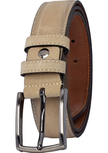 %100 Hakiki Kaliteli Süet Deri 3.5 cm Krem Süet Klasik, Kumaş Pantolon Kemeri 3.5-Krem modelleri