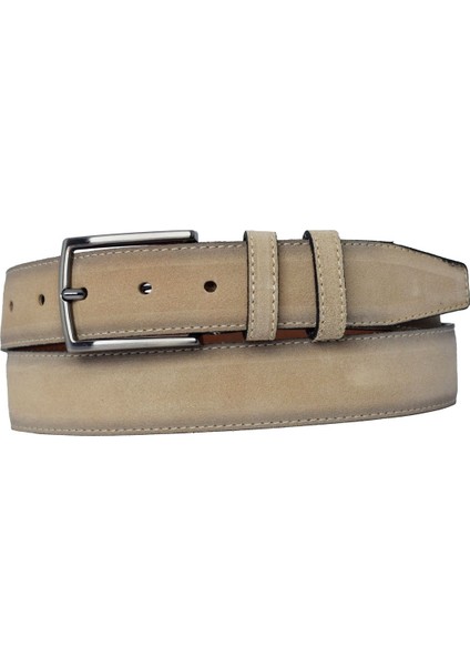 %100 Hakiki Kaliteli Süet Deri 3.5 cm Krem Süet Klasik, Kumaş Pantolon Kemeri 3.5-Krem fırsatları