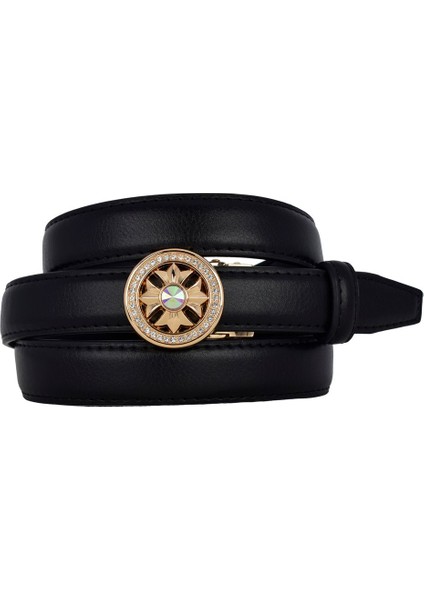 Otomatik Tokalı, Deliksiz Siyah Kadın Kemeri, Pantolon Kemeri, Elbise Kemeri, 2.5 Cm_auto